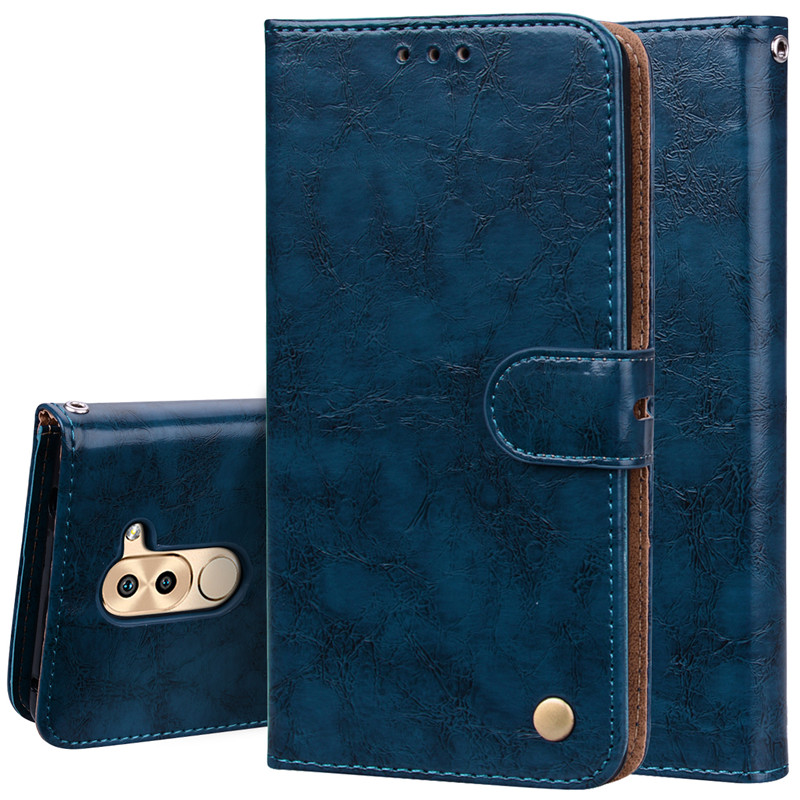 Lederen Case voor Huawei Honor 6X BLN-L21 BLN-L22 BLN-L24 Case Flip Cover voor Huawei Honor 6X6 X x6 BLN L21 L22 L24 Telefoon Case: Blue