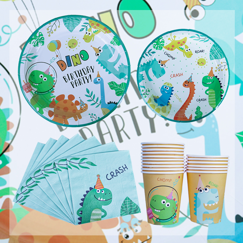 Dinosaur Disposable Tableware Dino birthday Party Decoration paper Napkin Plate Cup Kids Boy Jungle Safari Party Baby Shower