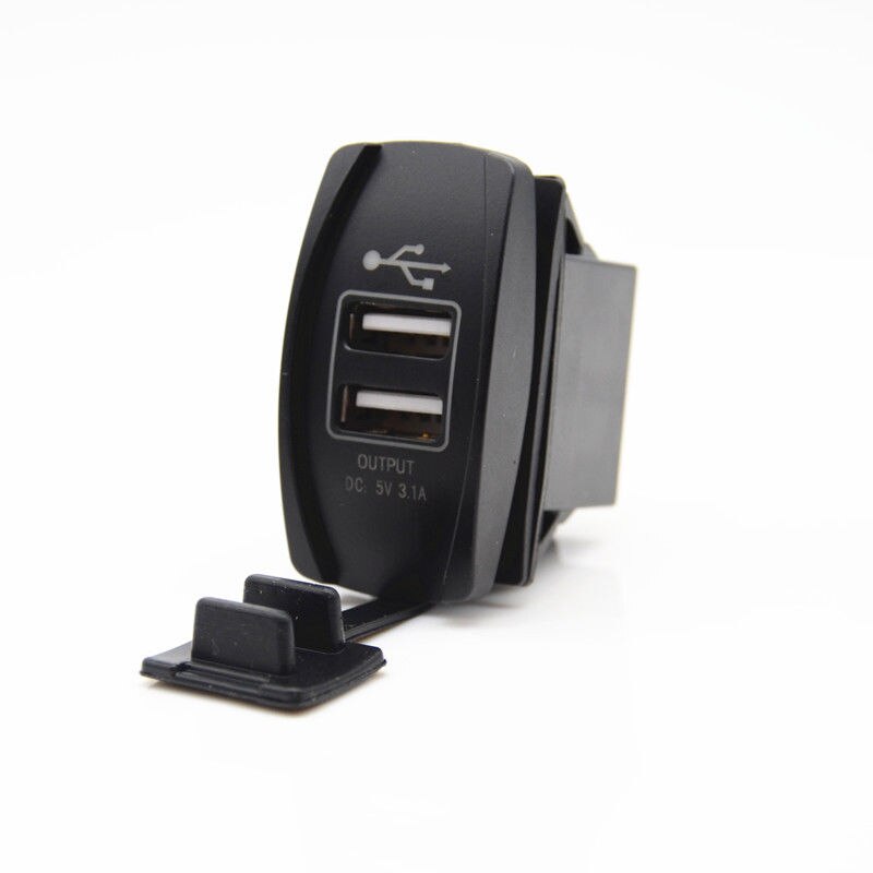 Enchufe cargador USB doble Universal impermeable para el Panel del interruptor DEL COHETE 5V 3.1A para dispositivos Apple/Android, moto, barco, Coche