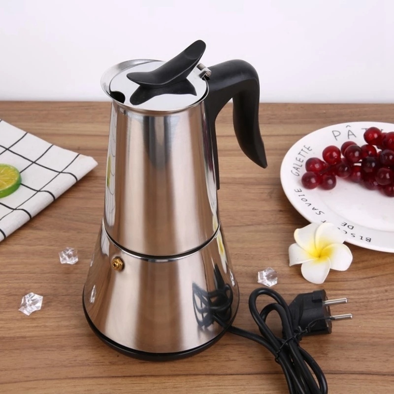 220 V Elektrische Italiaanse Moka Koffiepot EU Plug 300 ML Verdikte 304 Rvs Espresso Koffiezetapparaat Cubaanse Klassieke koffiepot