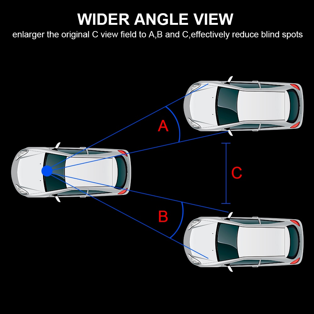 Car Interior Rear View Mirror Anti-glare Wide-angle 2.5D Full Screen HD Glass 3000R Micro Curvature Lens Blue Frameless Mirror
