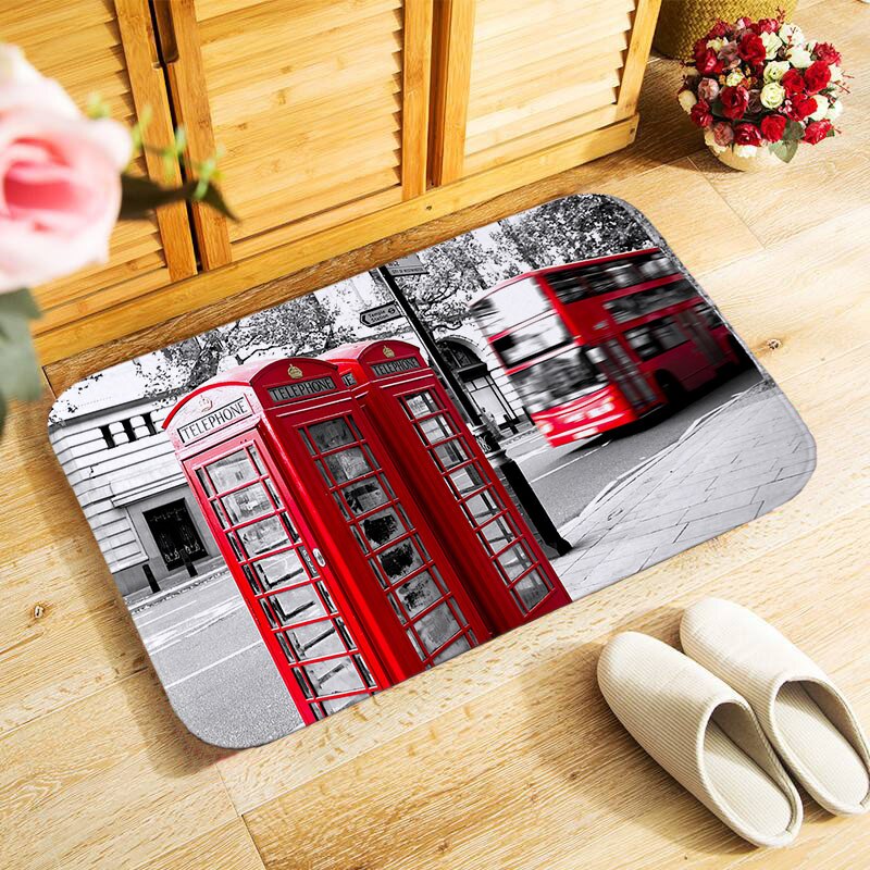 Retro london mobiltelefonboks 40 x 60cm udendørs entré dørmåtte lille område tæppe til soveværelse køkken gang dørmåtte skridsikre dørmåtte: Mu 135