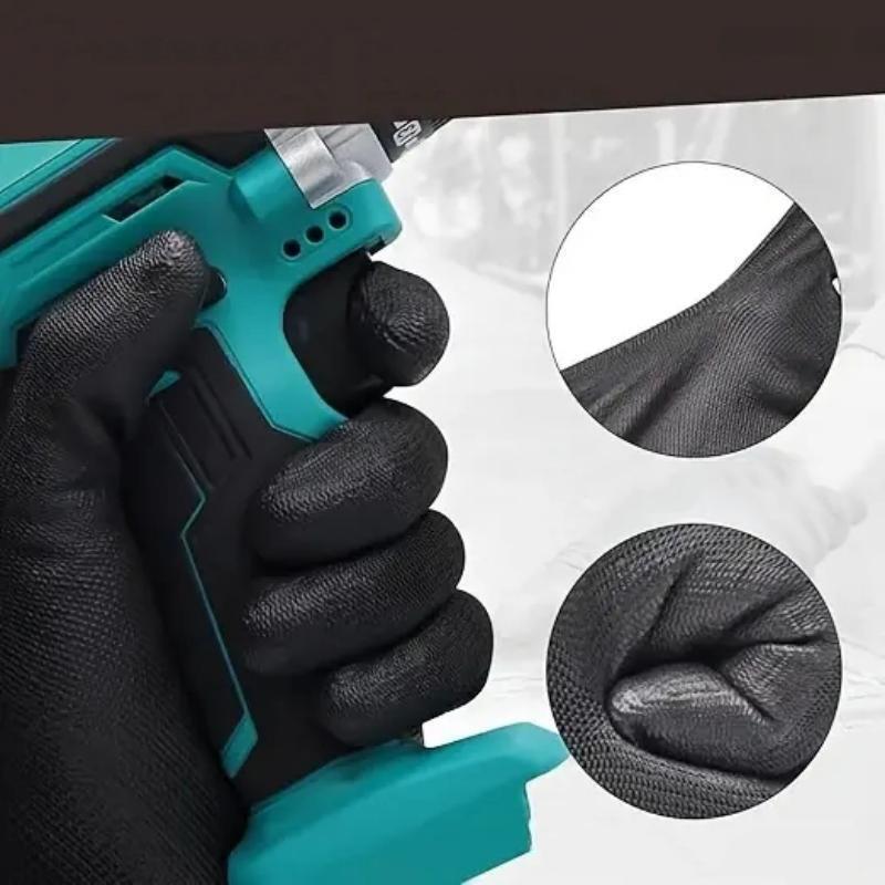 12 pares de guantes negros/grises/horticultura, guantes de trabajo de seguridad, guantes de reparación, guantes recubiertos de palma, suministros para reparadores de carpintero