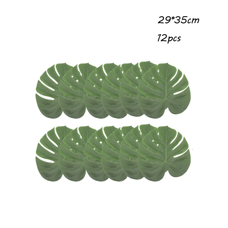 1 pack Artifical Green Palm leaves Hawaii Tropical Turtle Leaf for Kids Birthday Party Jungle Flamingo Summer Party Decoration: 12pcs L