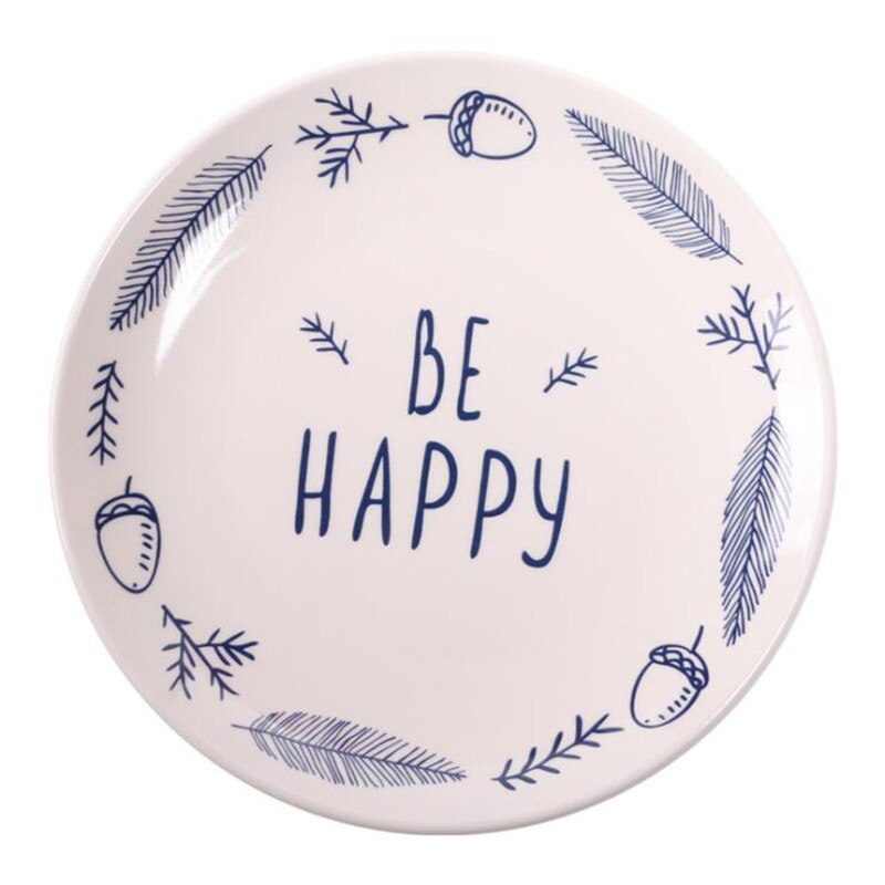 8 Inch Euro Ceramic Plate Porcelain Beef Dishes Dessert Dish Fruit Plate Cake Tray Food Dinnerware 1pc: D