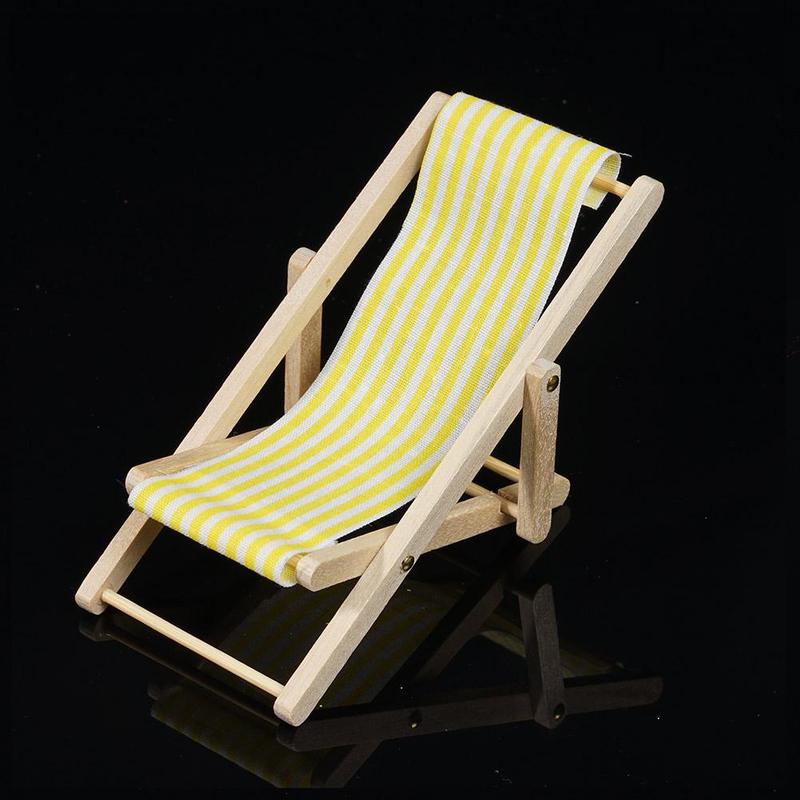 Mini Stripe Beach Lounge Chair 1:12 Doll House Simulation Model Play House Toy Mini Foldable Beach Chair Diy Decor Gril Toy