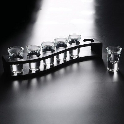 6 stk thule shotglas sæt fed husholdning bar klub tumbler ildvand spiritus vin cocktail pint bullet cup una tazza rack verre: 6 stk 20ml med stativ