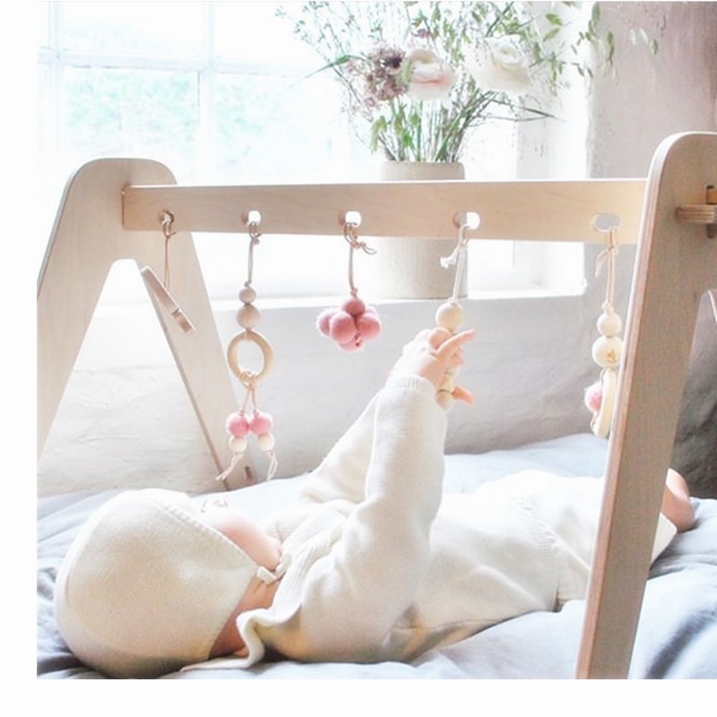 Baby gym spille aktivitet børnehave sensorisk ring-pull legetøj børneværelse indretning træramme spædbarn værelse decors toddler tøjstativ