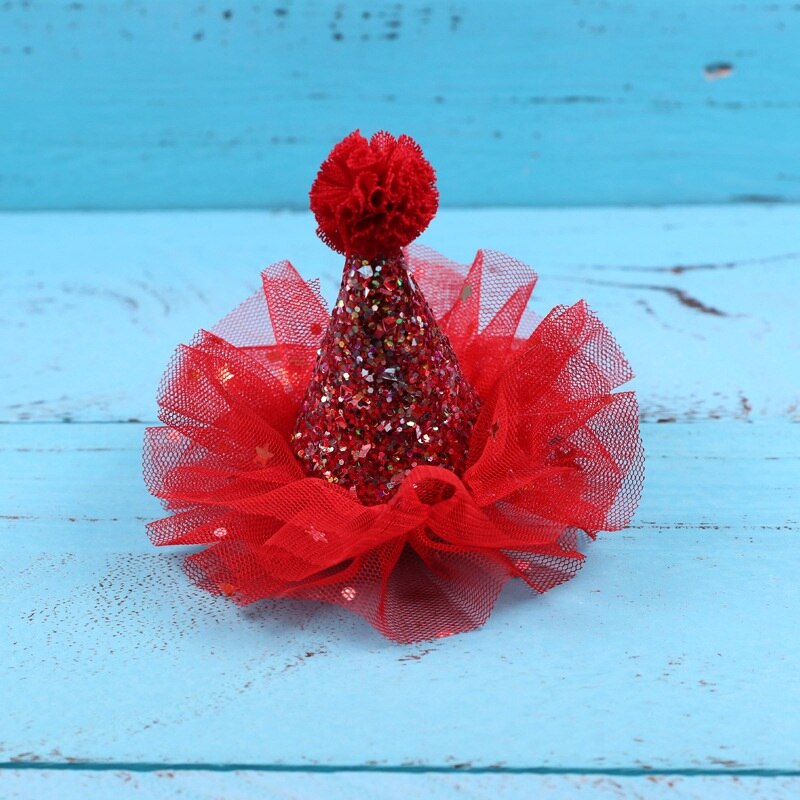 Diademas DE CORONA DE Princesa para niña, diademas de encaje brillante, accesorios para el cabello para niña, sombrero de de cumpleaños, decoración: Red Hairpin