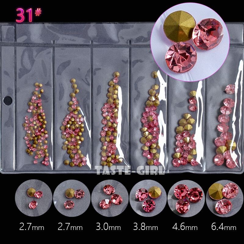 6 Gitter/Pack mischen 5 Größen Nagel funkeln V-Boden Scharf Diamant Edelsteine Arylic Nagel Kunst Strass Juwel dekorationen Manikübetreffend DIY GZ: GZZ31