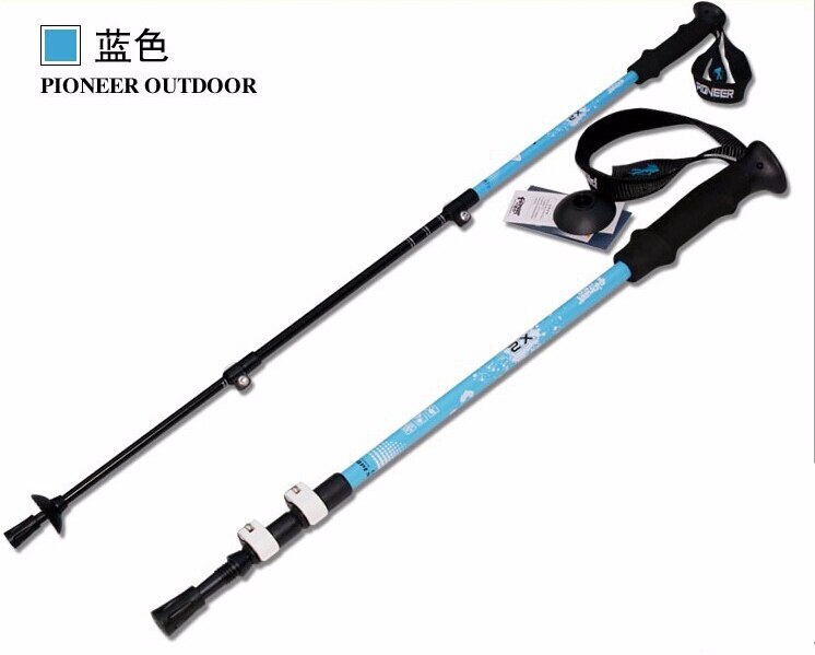 Ultra-light Trekking Ski Pole Walking Stick Adjustable Telescopic Hiking Alpenstock Carbon Fiber Climbing Skiing Cane: blue  Walking Stick