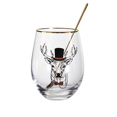Northern Europe MEOR Cat Big Belly Gold Rim Wine Glass Mousse Tray Dessert Juice Cocktail Egg Shape Swig Cup Travel Cooler Mugs: Mr. Elk