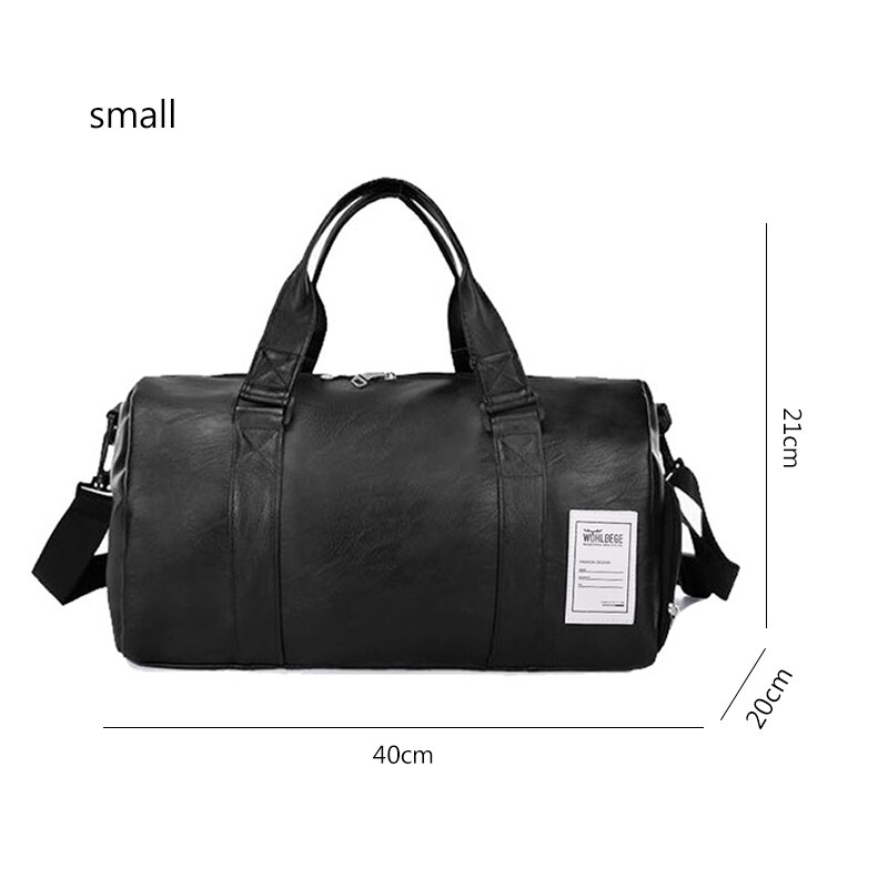 neue Männer Wochenende Outdoor Reisetasche Leder Wasserdichte Frauen Seesack Große Kapazität Paar Modelle Fitness Handtasche: Black-Small