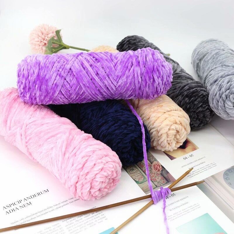 1 Roll Chenille Yarn Threads Knitting Velvet Yarn Crochet DIY Knitting Yarn Craft For Cardigan Scarf Baby Blanket Crochet