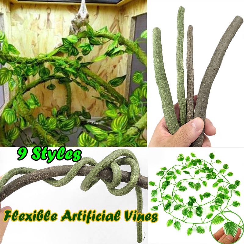 Artificial Jungle Vines Lizards Snake Reptile Pet Terrarium Decor Bendable Flexible Primeval forest Vine Vivarium Pet Habitat