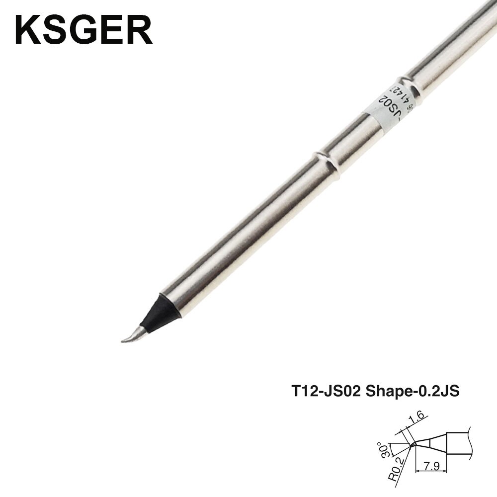 KSGER Black XA-Grade Lead-Free T12-K T12-ILS T12-J02 KU BC2 D16 D24 BL Electric Soldering Iron Tips For FX951 Soldering Station: 5PCS T12-JS02