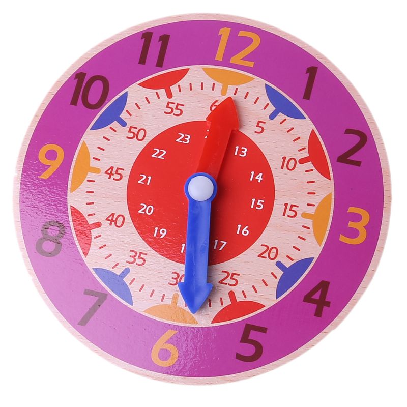 Kinderen Houten Klok Speelgoed Uur Minuut Tweede Cognitie Kleurrijke Klokken Speelgoed R66D