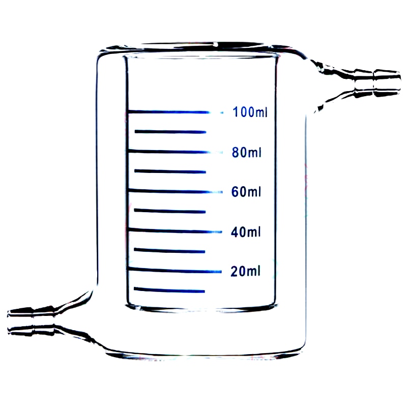 100ml Jacketed Glass Beaker Jacket Reaction Flask Laboratory Chemiscal Glassware