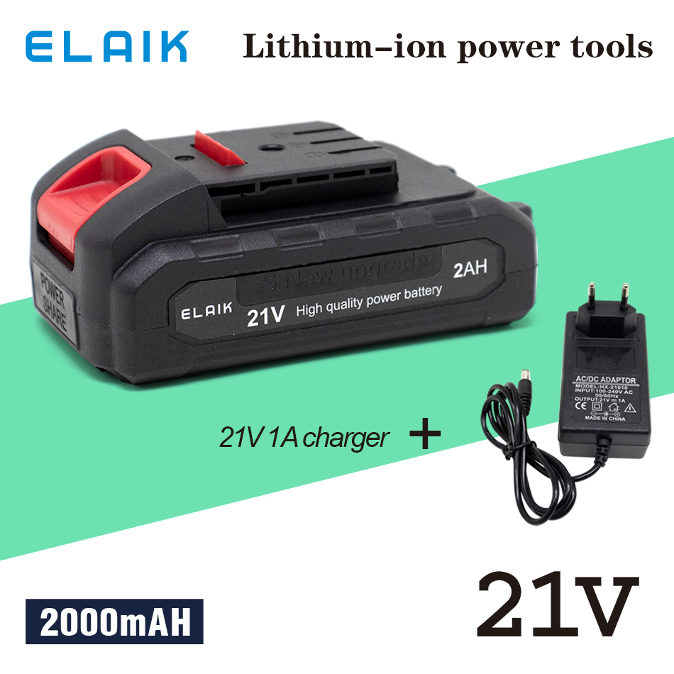 21v 2000 mah högkapacitets uppladdningsbart litiumjonbatteri för dayi 18v/21v: Grå