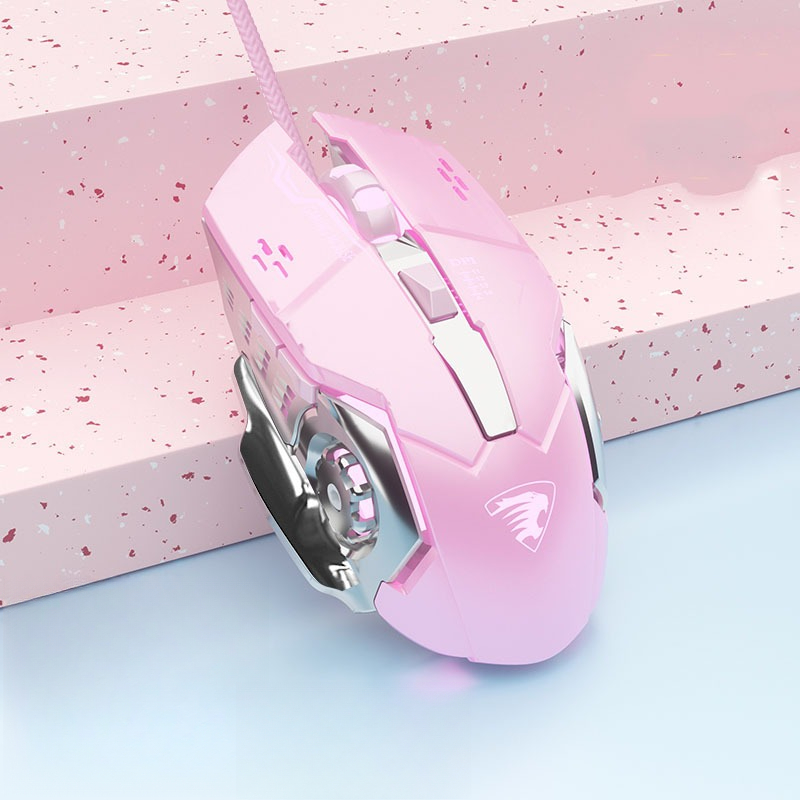 G3 mouse wired RGB mechanical feel mouse for gaming, e-sports, office computer mouse: Pink