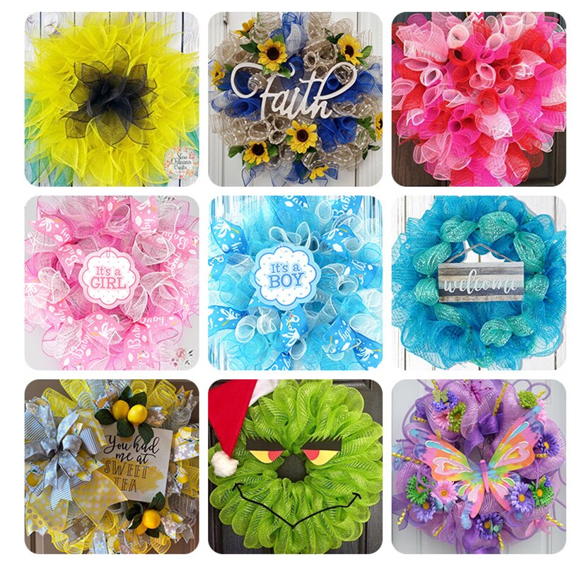 10 Yards/Roll（260mmx90mm) Deco Poly Mesh Ribbon Flower Packaging Decorative Ribbons for Wreaths Swags Bows Wrapping