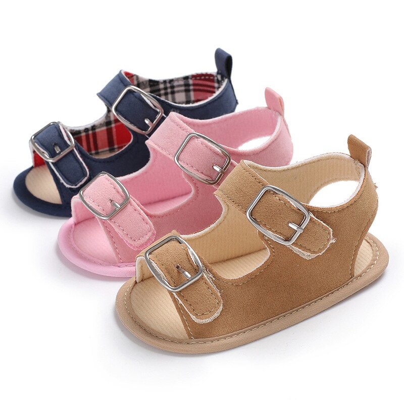 Baby Infant Shoes Girl Boy Sandals PU Buckle Strap Cotton Soft Anti-Slip Sole Casual Toddler Crib Shoes Little Girl Sandals