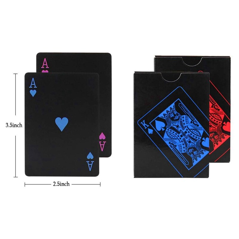 2 Decks of Waterproof Poker Cards, Plastic PVC Playing Cards with Box Perfect for Party and Game, 1 Blue + 1 Red