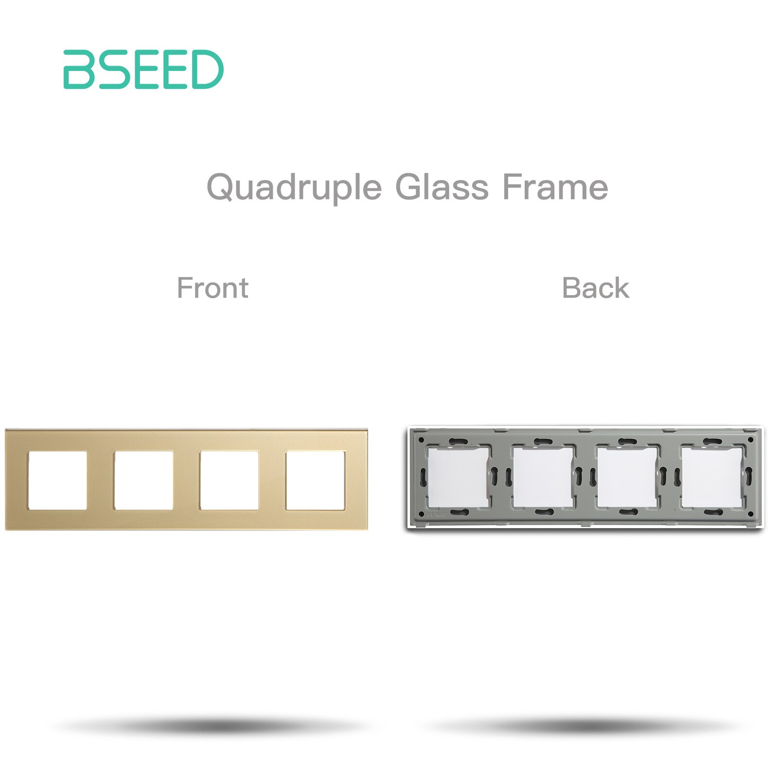 BSEED EU Standard Wall Glass Frame DIY Parts For Light Switch Sockets Metal Plate Included Crystal Panel Only 86/157/228mm: Yellow