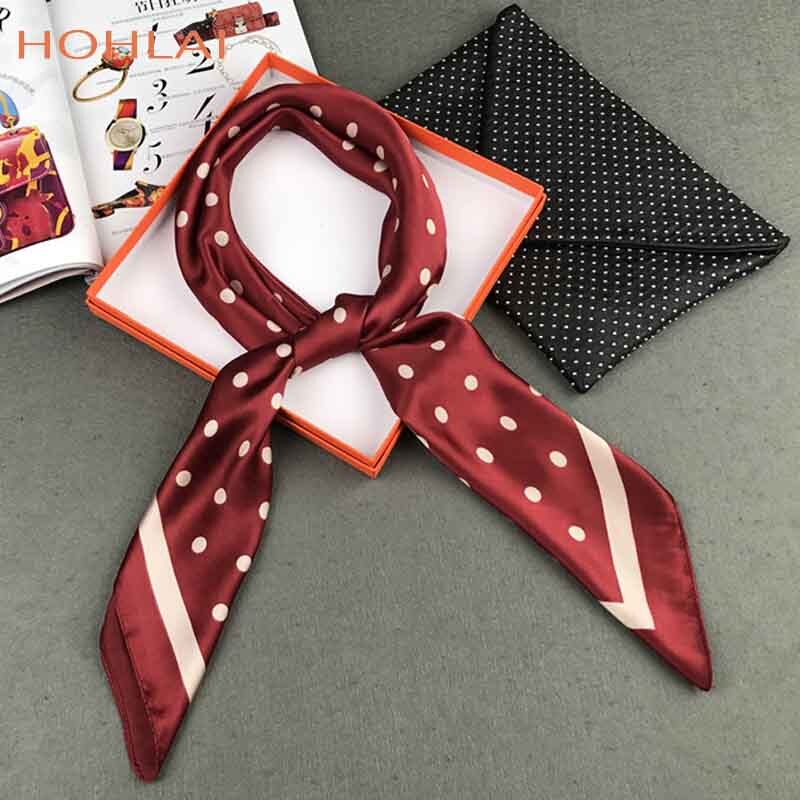 Navy Blue Dot Square Scarves Wraps90*90CM Women Accessories Seasons Sunscreen Large Silk Scarf Shawl Ladies HeadScarves: 1