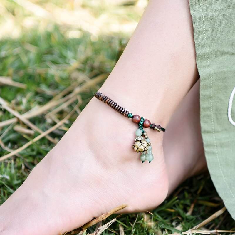 14 Entwürfe Ethnische Schmuck Handgemachte Geflochtene Jahrgang Ethnische Fußkettchen, Neue Thailand Meatl Kupfer Charme Fuß Ketten: R