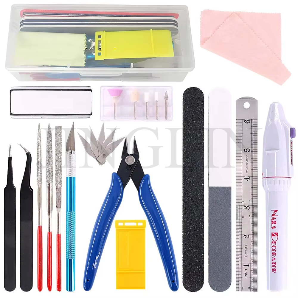 Kit de herramientas de impresora 3D de varios modelos, cuchillo de recorte, raspador, aguja de limpieza, pinzas, alicates, Kit de desbarbado, herramientas de impresión 3D DIY: Negro