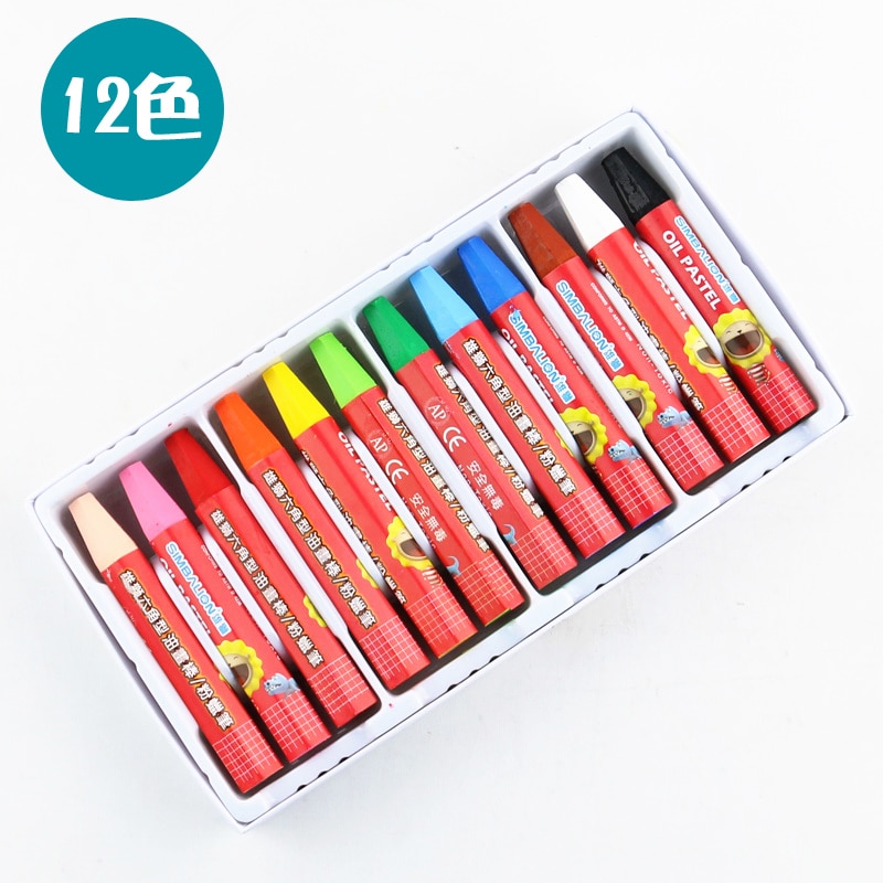 Lion Children's Oil Pastels Crayons Art Crayons Graffiti Brushes Painting Washable Oil Pastels Safety Oil Pastels Set: 12 colors