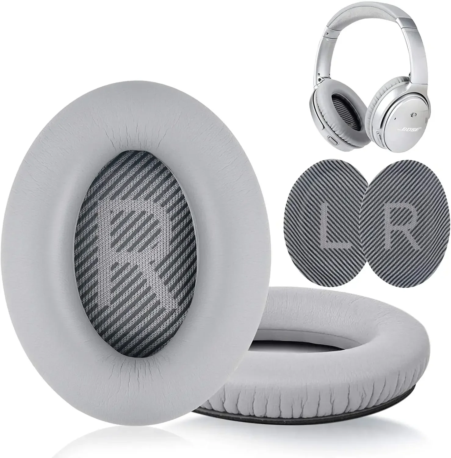 Replacement Earpads for BOSE QC35 for QuietComfort 35 & 35 II Headphones Memory Foam Ear Cushions with Crowbar: GRAY