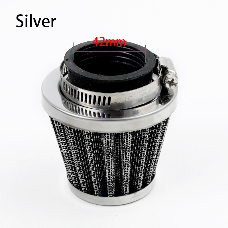 Universal 35Mm 38Mm 42Mm 45Mm Motorfiets Paddestoel Hoofd Carburateur Luchtfilter Cleaner Intake Pijp Gewijzigd Scooter motocross Atv: silver 42mm