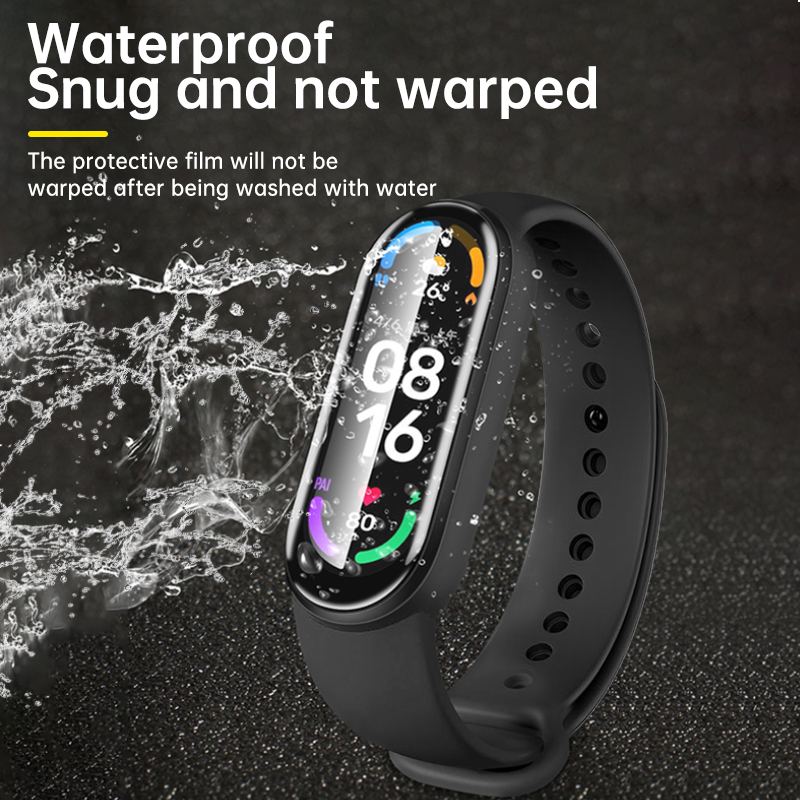 Filme protetor de tela de vidro macio para xiaomi mi banda 4 5 6 miband relógio inteligente capa protetora caso cinta pulseira acessórios