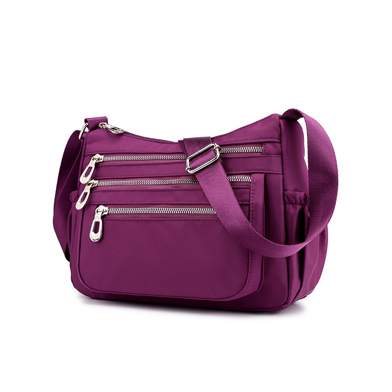 Damer håndvesker sommer stil budbringer vesker nylon crossbody skuldervesker damer uformelt reise kvinner topphåndtak bag bolsas: Lilla