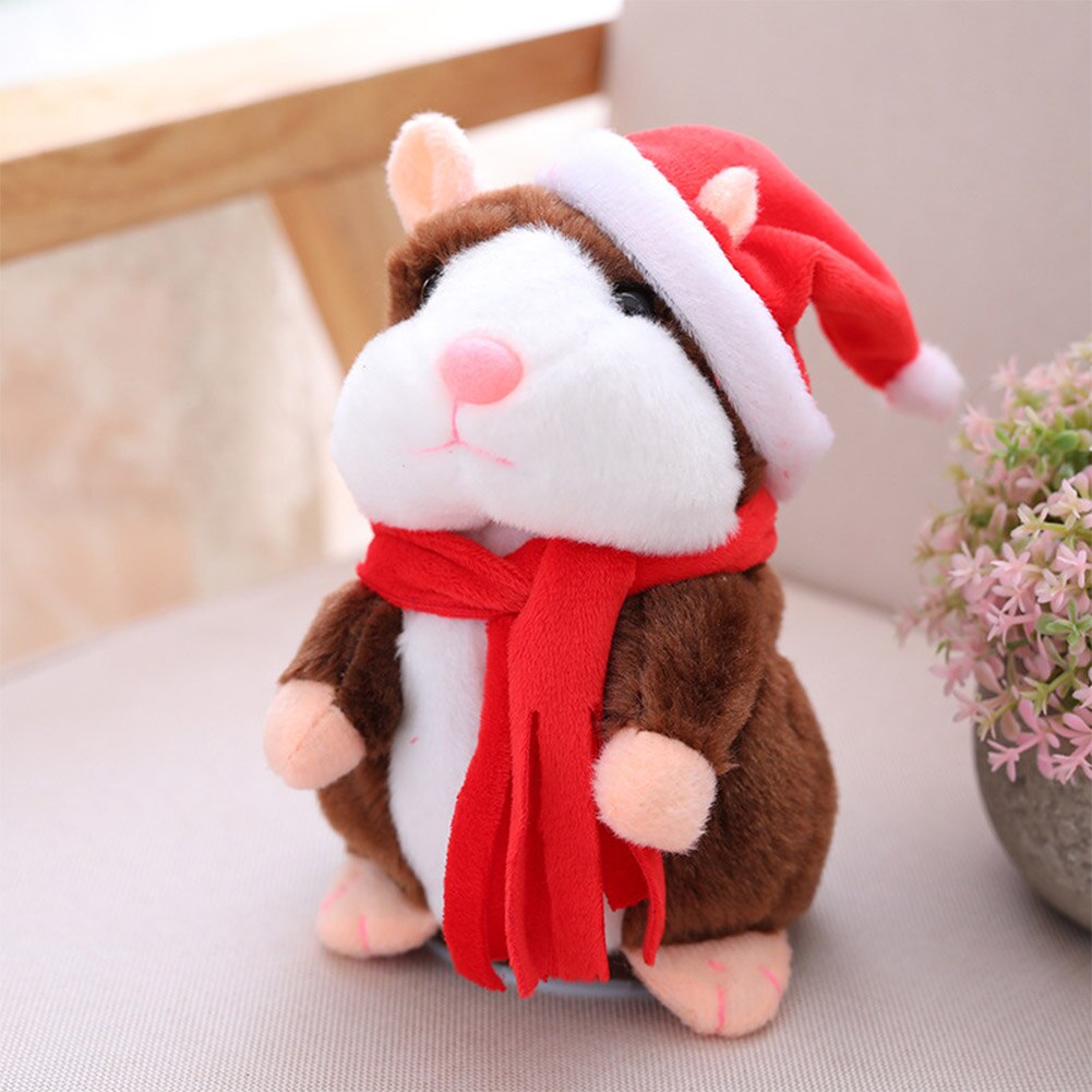 Plush Hamster Toy Christmas Recording Electric Hamster Talking Speaking Walking Mouse Toys Learn To Talk Kids Fun