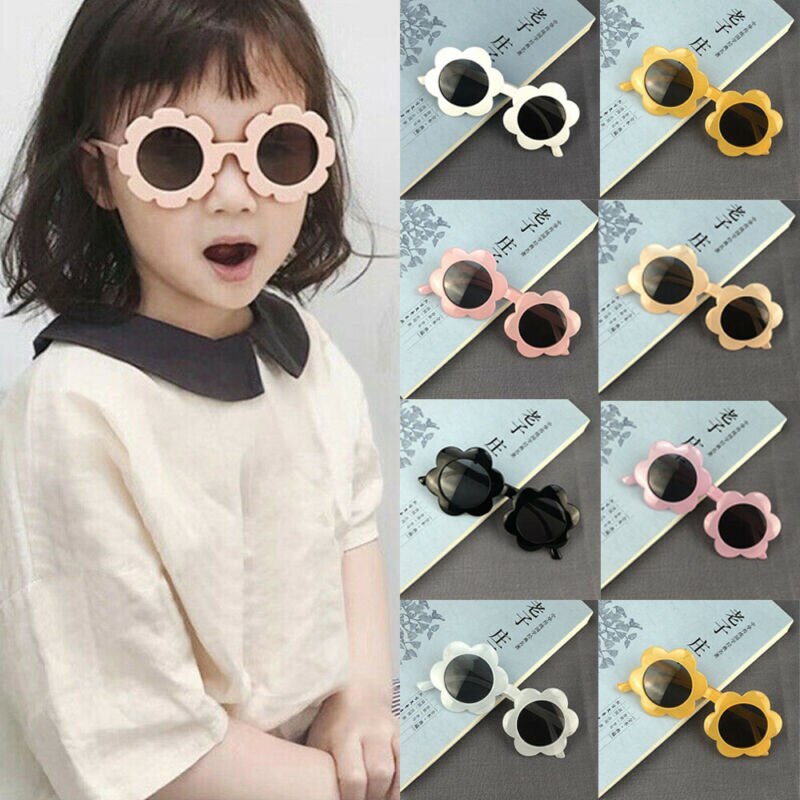 Gafas de sol con montura de flores para bebés y niños pequeños, lentes de sol Unisex con montura de flores, redondas, Anti-UV, para exteriores