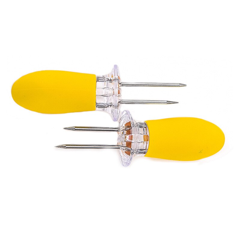 Bandeja de plástico transparente para barbacoa, utensilio familiar con aguja de maíz, para: A pair needle 2Pcs