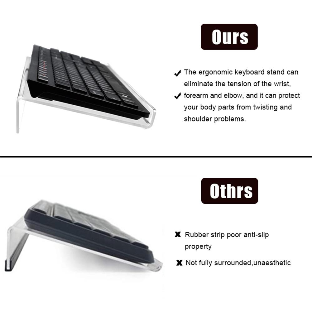 Support de clavier d'ordinateur incliné acrylique support de clavier clair pour facile ergonomique dactylographie bureau maison école