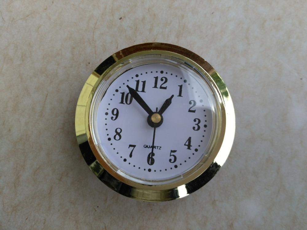 2 Pieces Plastic Gold Rim Face Diameter 50MM Insert Quartz Clock for Built - in Clock DIY Craft Desk Clock