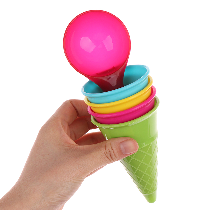 5Pcs Ice Cream Cone Scoop Sets Beach Sand Toys Kids Summer Play Game Children&#39;s Beach Toys Children&#39;s Education