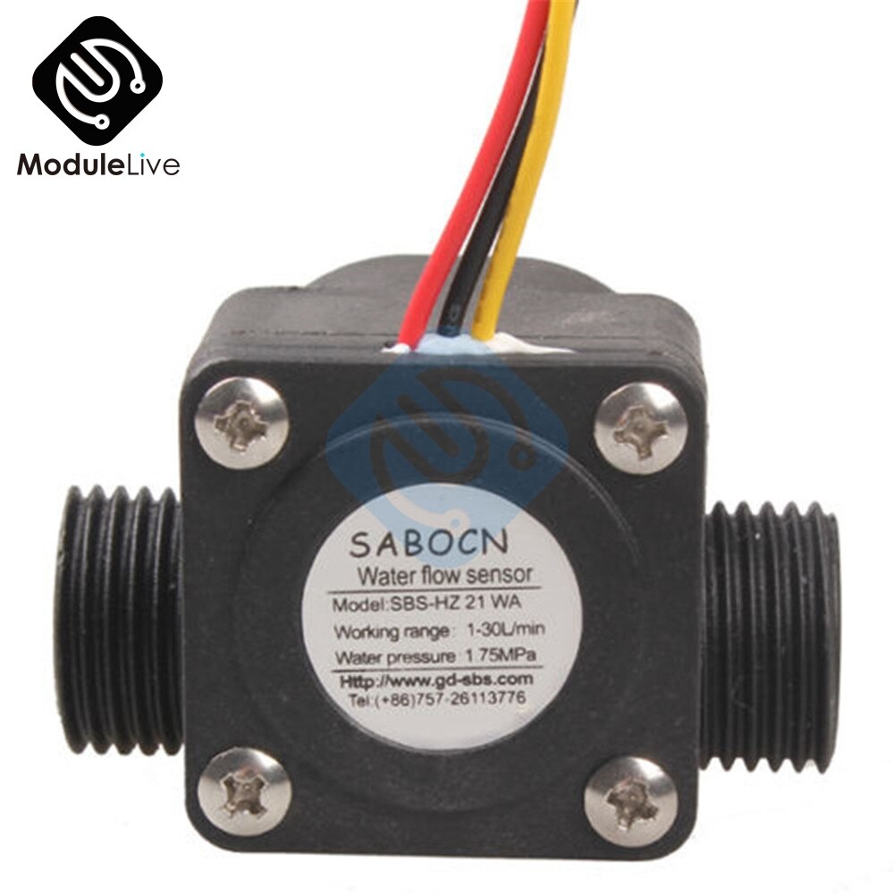 G1/2 1-30L/min 1.75MPa 4 Point Water Flow Sensor Fluid Flowmeter Switch Counter Hall Control Machine Flow Meter For Water Heater