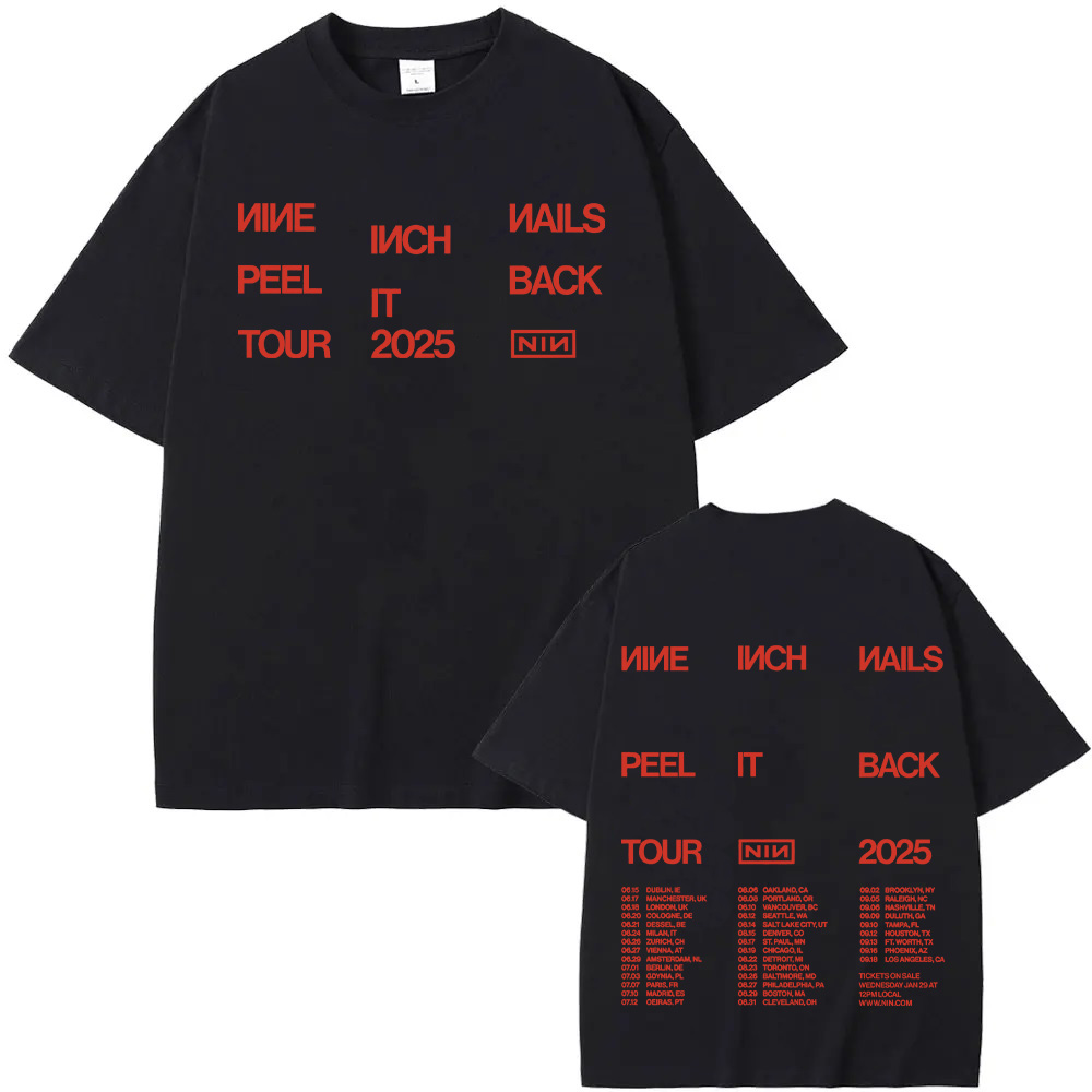 Nine inch nails peel it back tour-t-shirts til mænd og kvinder, sommer-t-shirts, blødt bomuldstøj: Xxl / Sort