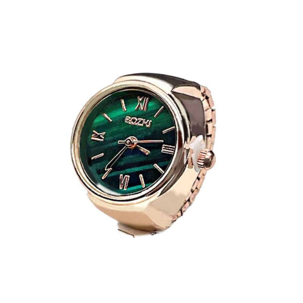 Montre numérique à quartz ronde pour hommes et femmes, matiques extensibles élastiques, bague vintage, de: Café