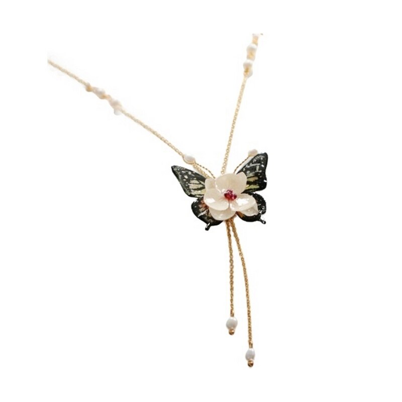 SINZRY handmade real preserved flower butterfly sweet pendant chokers necklaces for lady jewelry accessory