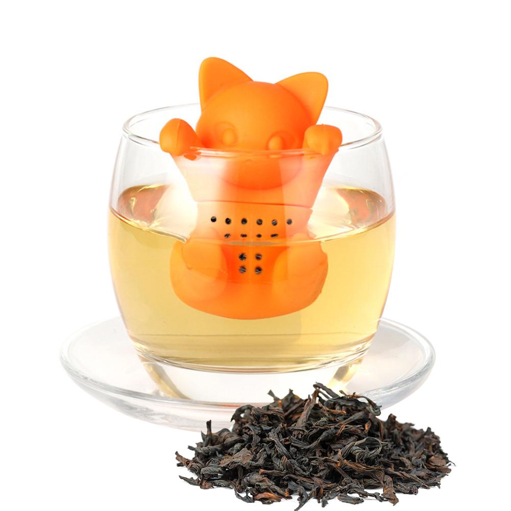 1pc Cartoon Cat Tea Strainer Shaped Blacktea Tea Infuser Food Grade Silicone Loose Leaf Herbal Spice Brewing Tools