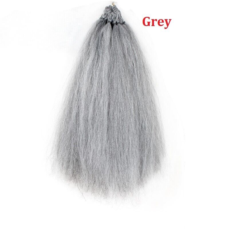 Extensions capillaires brésiliennes synthétiques sans cheveux gris pré-boucle, au Crochet, 18 pouces: # Gris