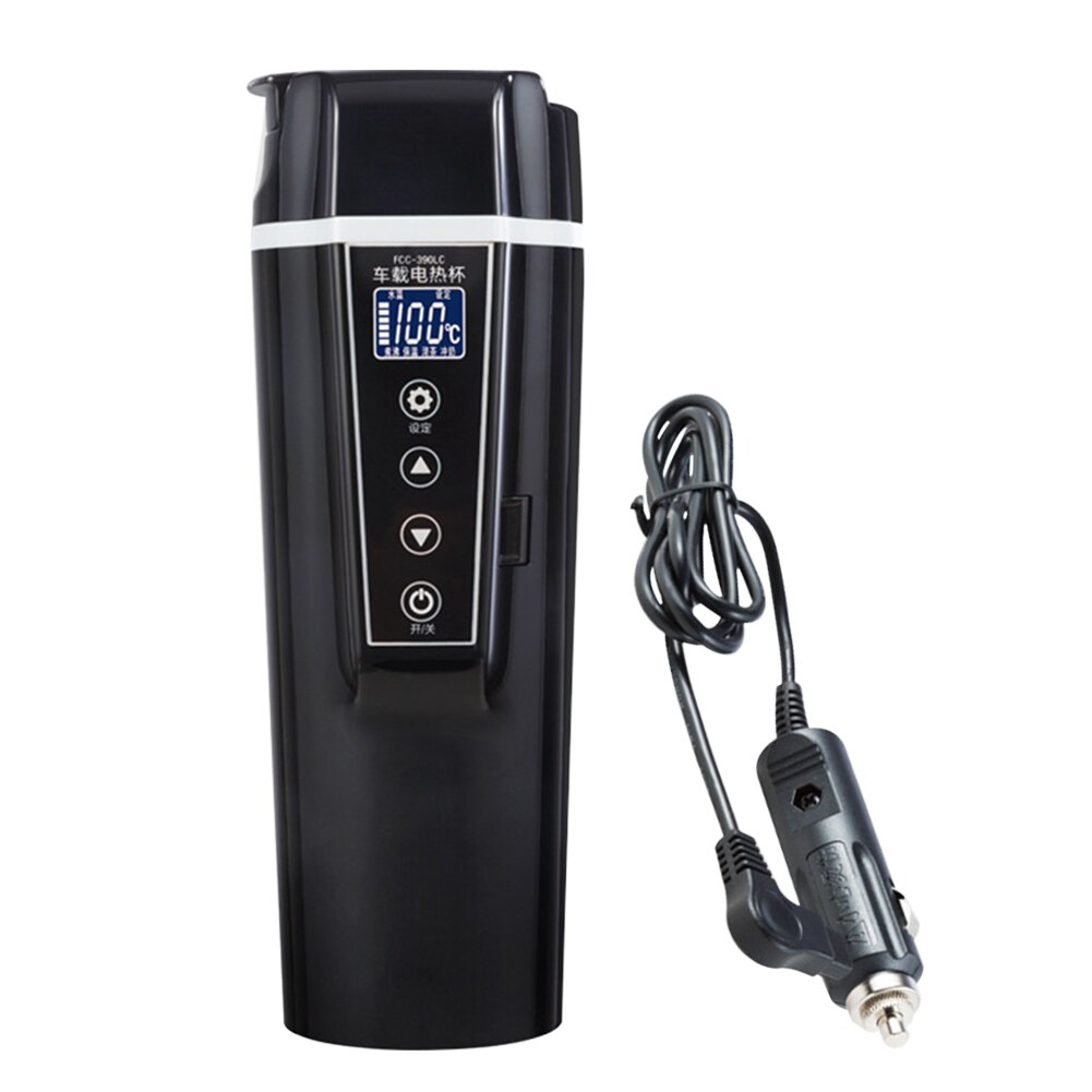 Waterkoker Kook Water 12V Auto 24V Vrachtwagen Reizen Waterkoker Pot Verwarmd Water Cup Snel Kokend voor Thee Koffie Melk 1300Ml, Zilver (Zwart