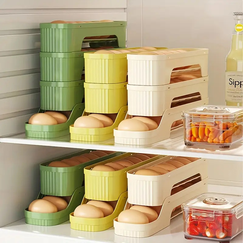 1Pc Detachable Rolling Egg Holder, Space-Saving PP Material Egg Storage Box for Refrigerator Easy Access & Freshness Maintenance